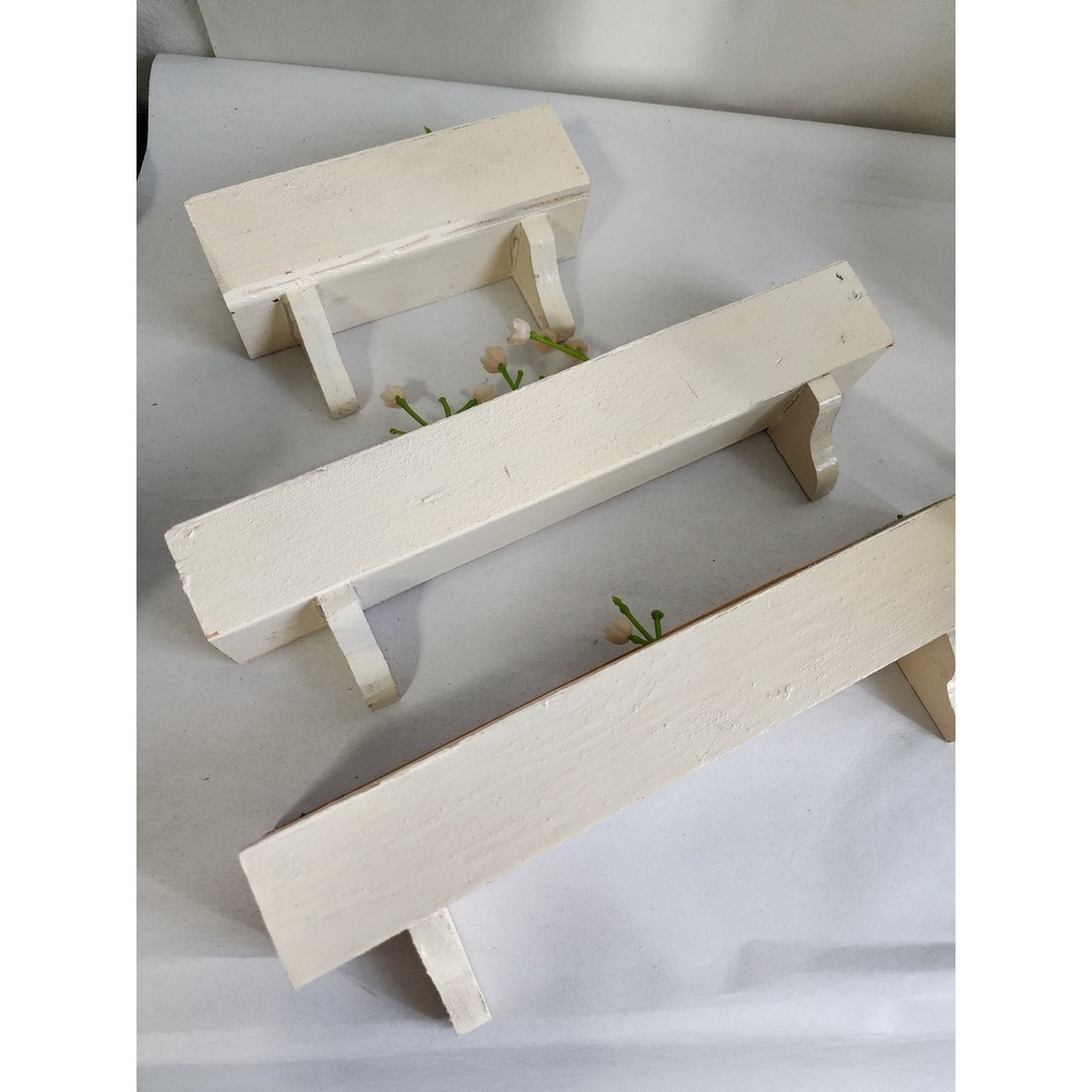 Miniature Wooden Window Box Planters Set of 3 Cream Dollhouse Decor Floral Foam